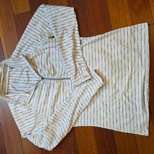 Athleta Striped Elite Half Zip Pullover White W Gray Stripe Size Medium